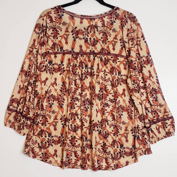 Style & Co Woman Boho Fall Floral Lace Up Front Balloon Long Sleeve Tunic Top 2X - Picture 10 of 11